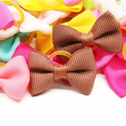 20pcs Handmade Solid Dog Hair Bows for Small Dogs