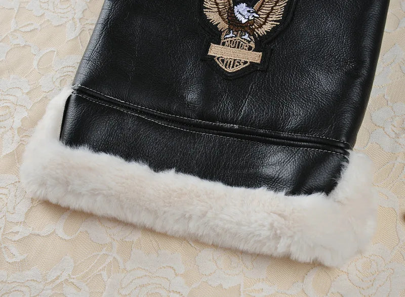 Warm Fleece-Lined Leather Jacket for Dogs and Cats