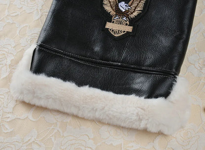Warm Fleece-Lined Leather Jacket for Dogs and Cats