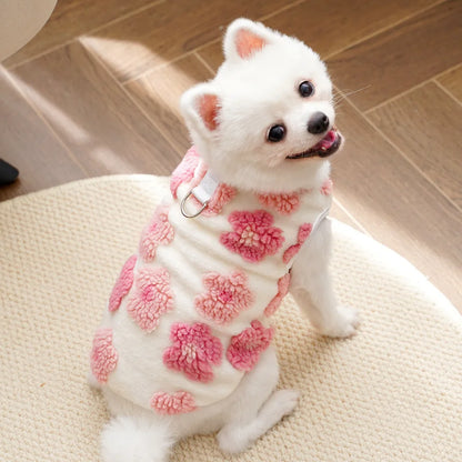 Warm Floral Print Fleece Vest for Small Dogs and Puppies