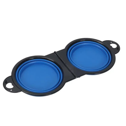 Foldable 2-in-1 Dual Bowl for Travel Dogs and Cats