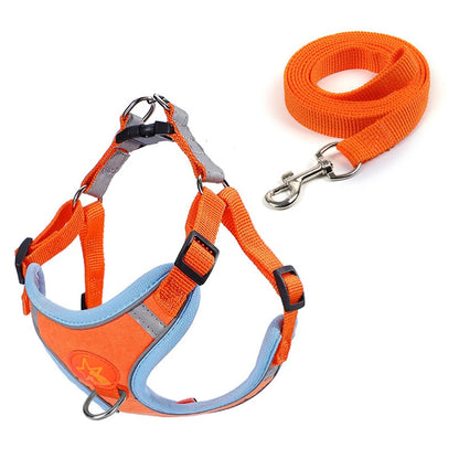 Reflective Chest Harness for Small Dogs with Traction Rope