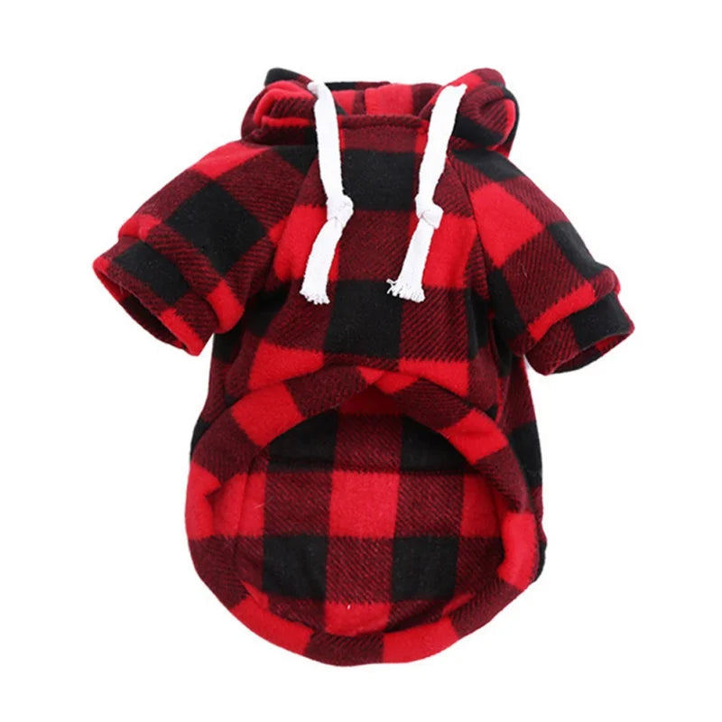 Plaid Dog Hoodie Jacket for Cold Weather - Warm Pet Apparel