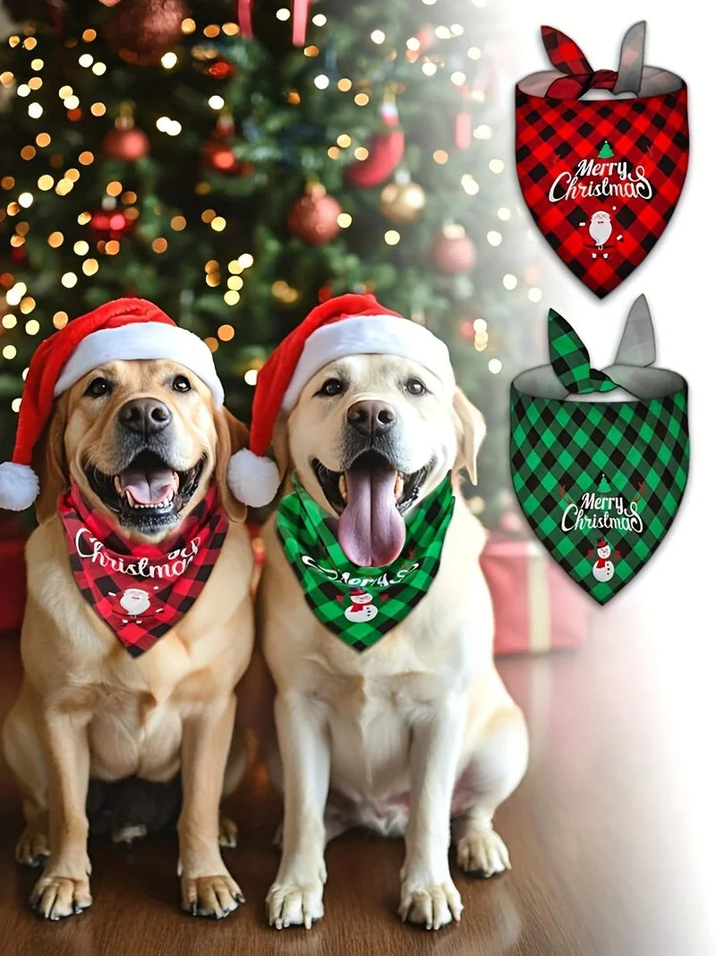 3-Pack Christmas Pet Triangle Scarves for Dogs and Cats