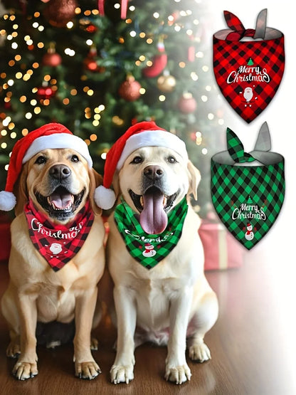 3-Pack Christmas Pet Triangle Scarves for Dogs and Cats
