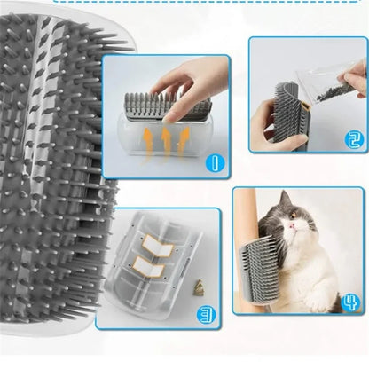 Cat Self-Cleaning Brush and Scratcher for Cats with Catnip