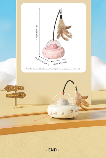 Electric UFO Cat Teaser Toy with Replaceable Feather Bell