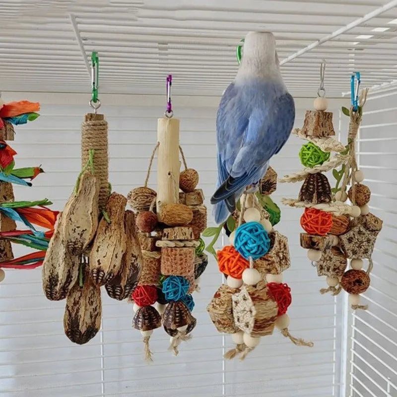 Stainless Steel Bird Toys with Chewable Acrylic Pots