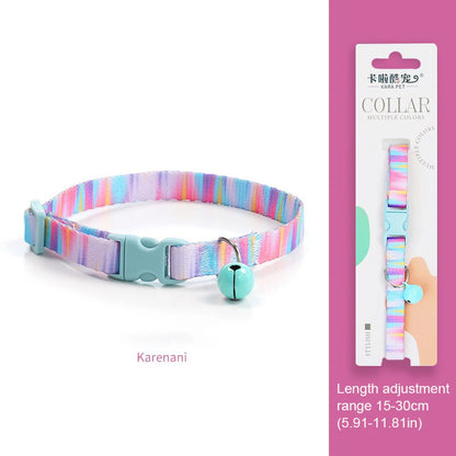 Adjustable Soft Nylon Cat Collar with Small Bell 15-30cm