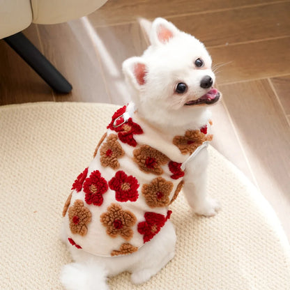 Warm Floral Print Fleece Vest for Small Dogs and Puppies