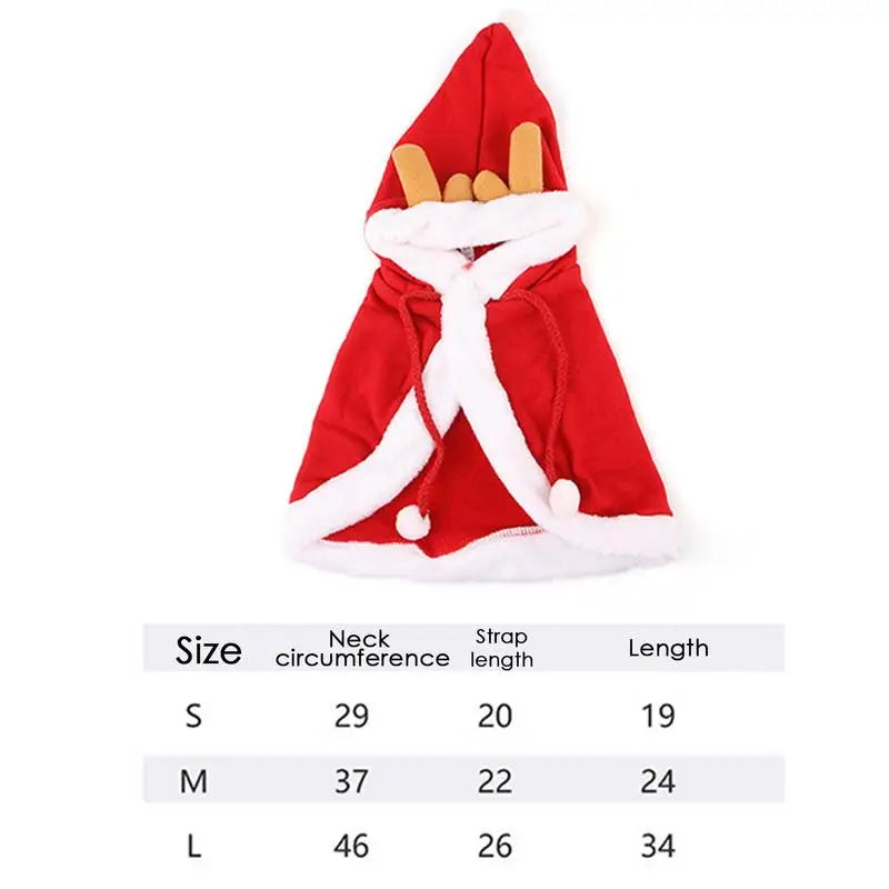 Santa Cape Costume for Cats and Dogs with Red Scarf
