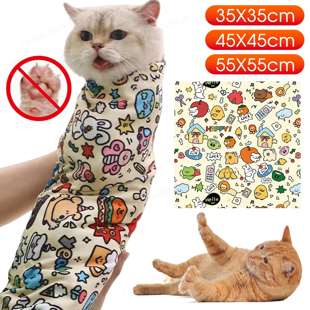 Self-Adhesive Cat Grooming Swaddle Wrap for Nail Care