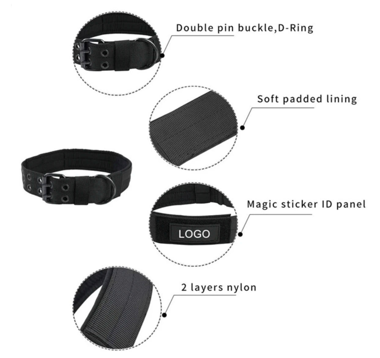 Reflective Heavy-Duty Nylon Dog Collar for Training