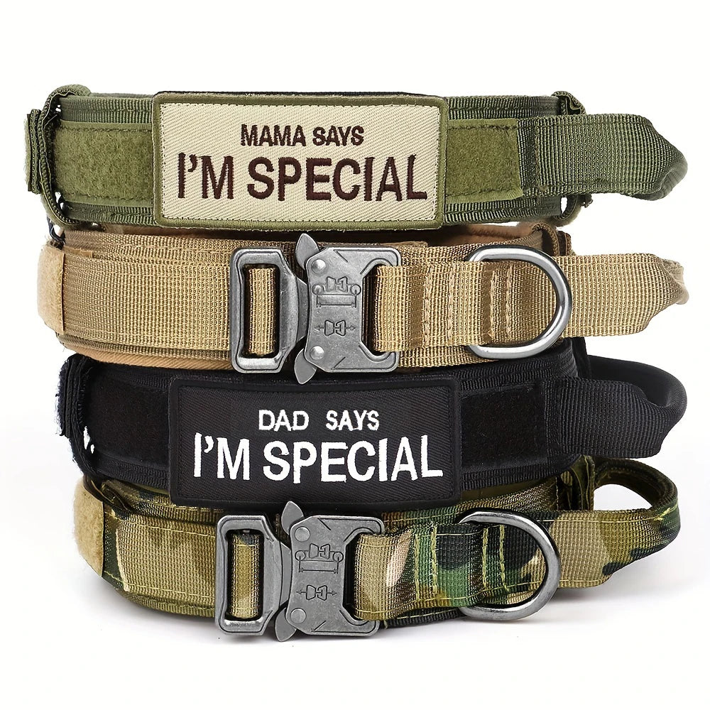 Tactical Dog Collar with Handle for Medium and Large Dogs