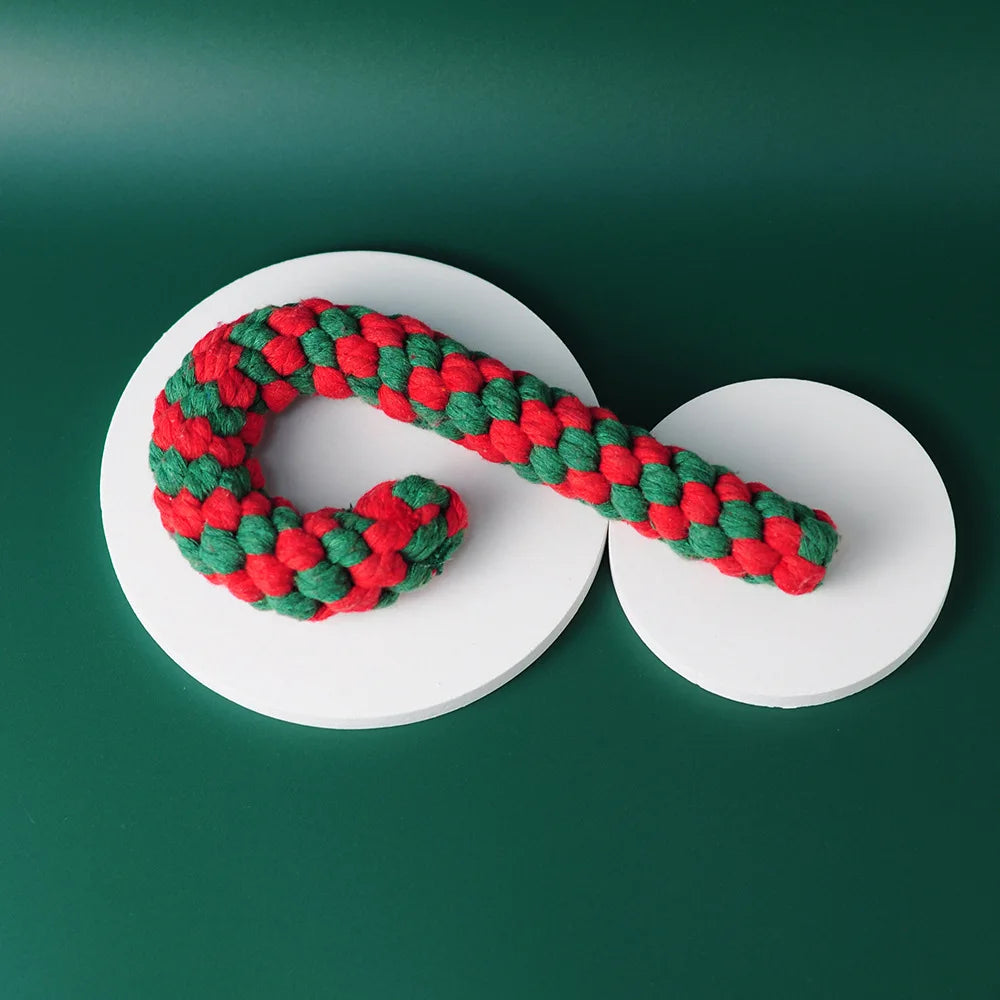 Christmas Cotton Rope Dog Toy Set - Bite-Resistant & Interactive