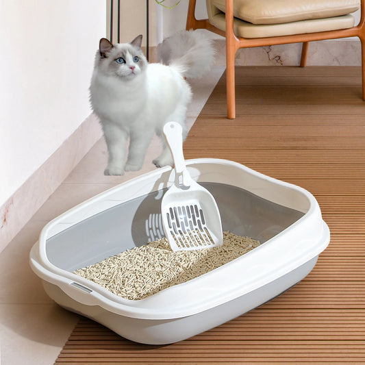 Large Semi-Enclosed Spatter-Proof Cat Litter Box