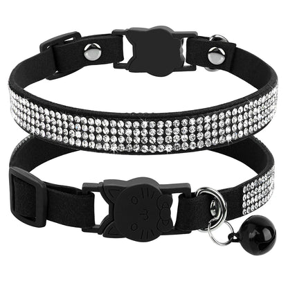 Adjustable Pink Rhinestone Cat Collar with Safety Breakaway