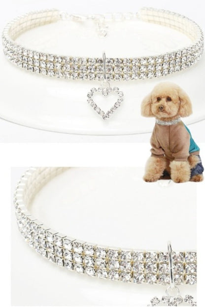 Rhinestone Pet Collar for Cats and Dogs - Adjustable Love Design