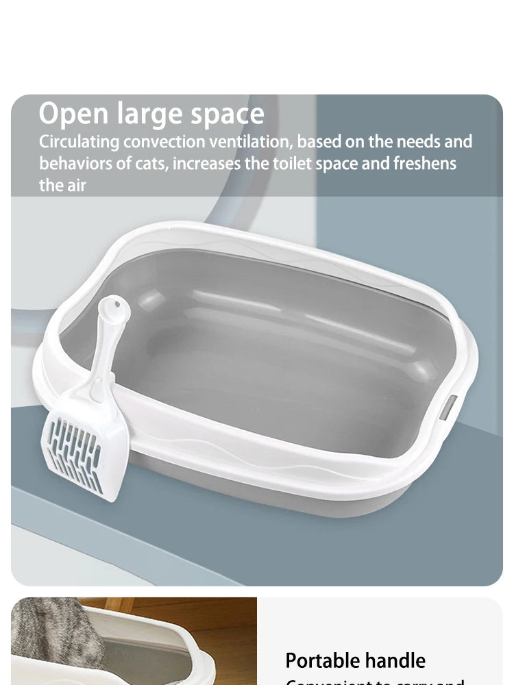 Large Semi-Enclosed Spatter-Proof Cat Litter Box