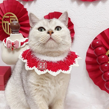 Christmas Cat Bow Tie Collar Scarf for Festive Pet Style