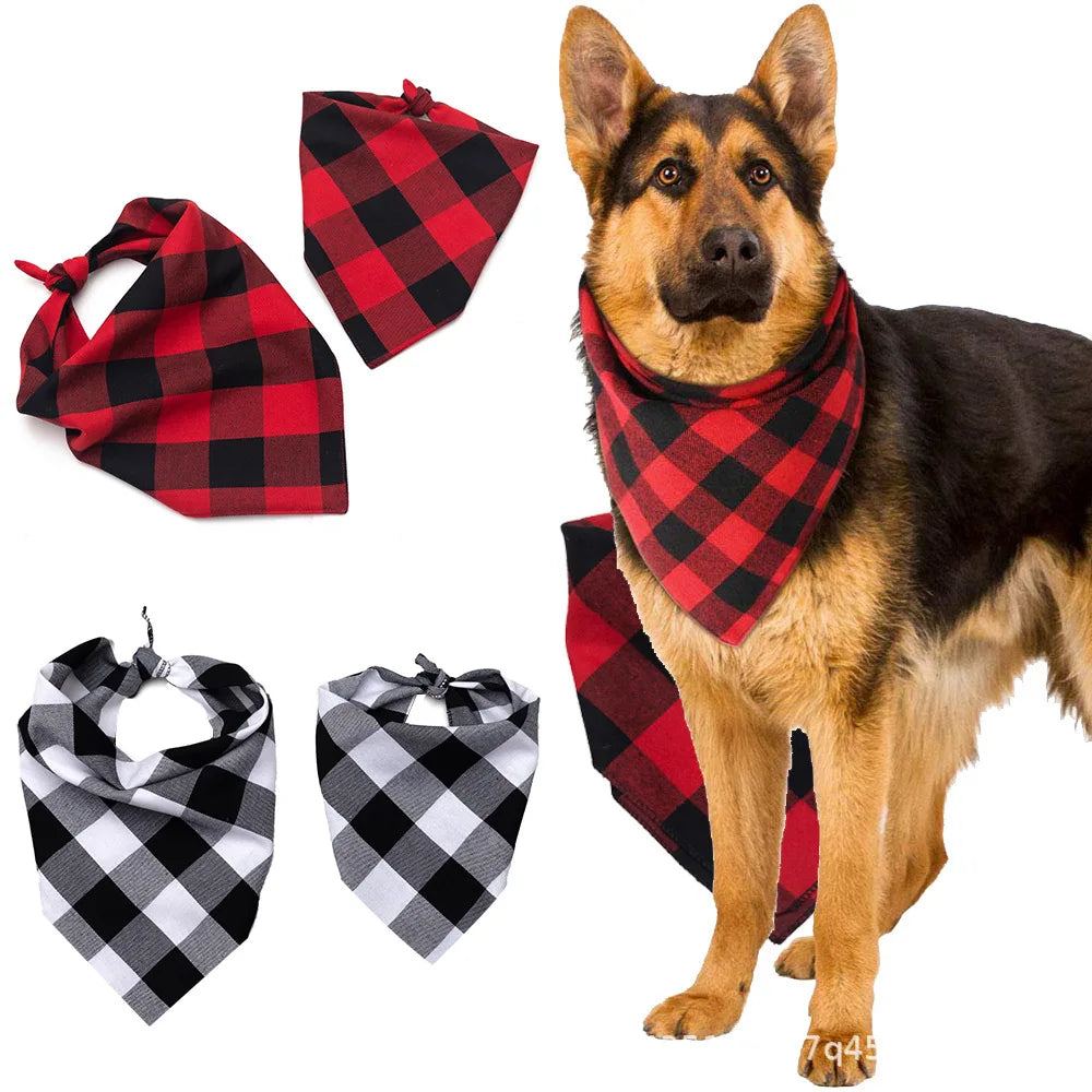 Plaid Cotton Bandana for Medium to Large Dogs