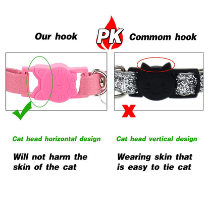 Adjustable Pink Rhinestone Cat Collar with Safety Breakaway
