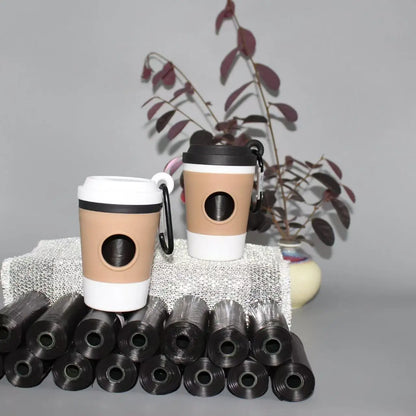 Coffee Cup-Shaped Dog Poop Bag Dispenser for Walks