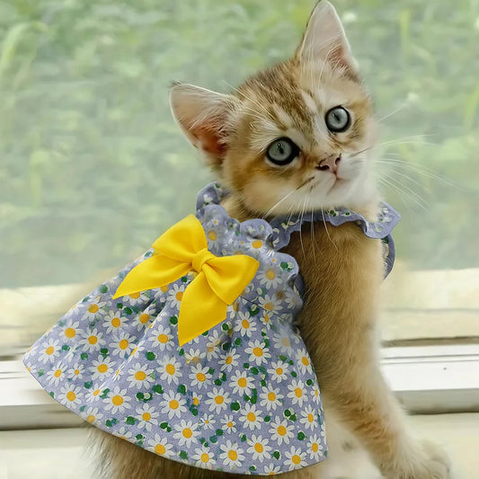 Floral Cotton Suspender Skirt for Sphynx Cats and Dogs
