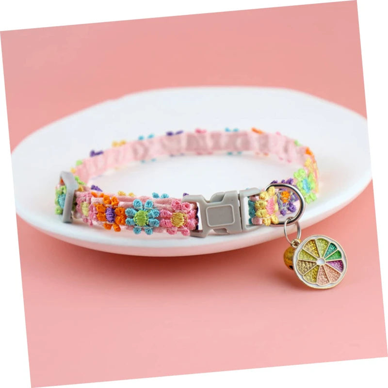 Colorful Adjustable Pet Collar with Bell for Dogs and Cats