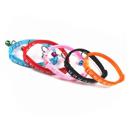 Dog Print Cat Collar with Bell - Multiple Color Options