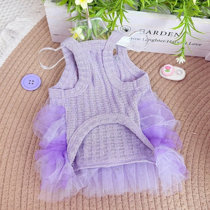 Lightweight Purple Lace Dog Summer Dress for Small Pets