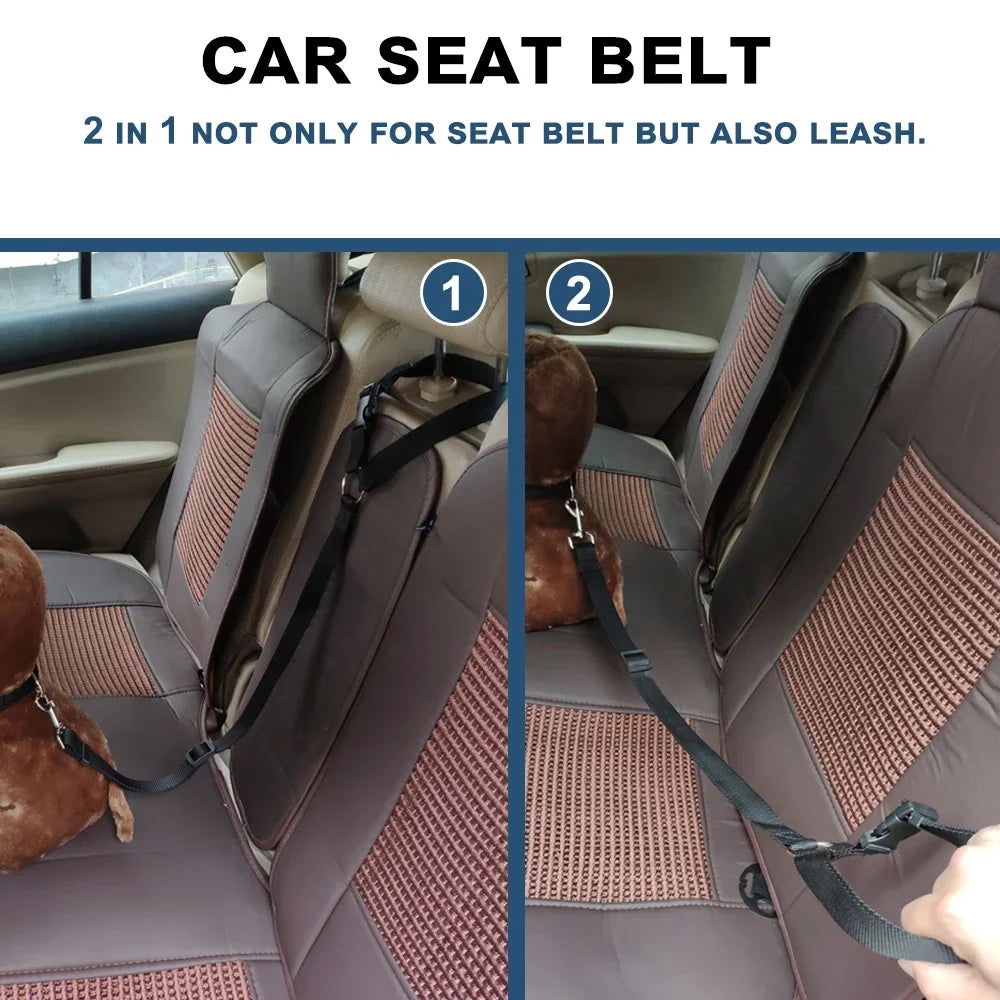 Adjustable Two-in-One Pet Car Seat Belt and Leash