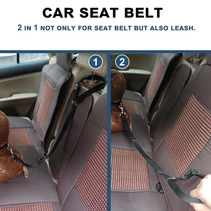 Adjustable Two-in-One Pet Car Seat Belt and Leash