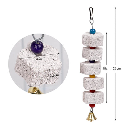 Calcium Stone Chewing Toy with Bells for Small Pets