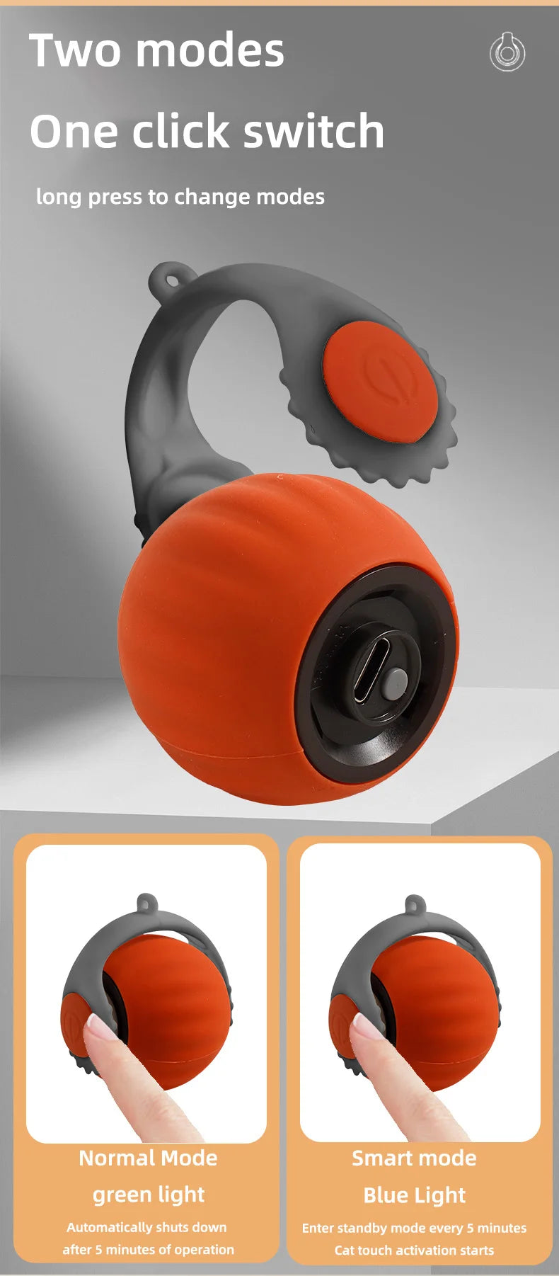 Rechargeable Interactive Cat Ball Toy with Faux Tail