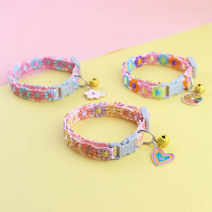 Colorful Adjustable Pet Collar with Bell for Dogs and Cats