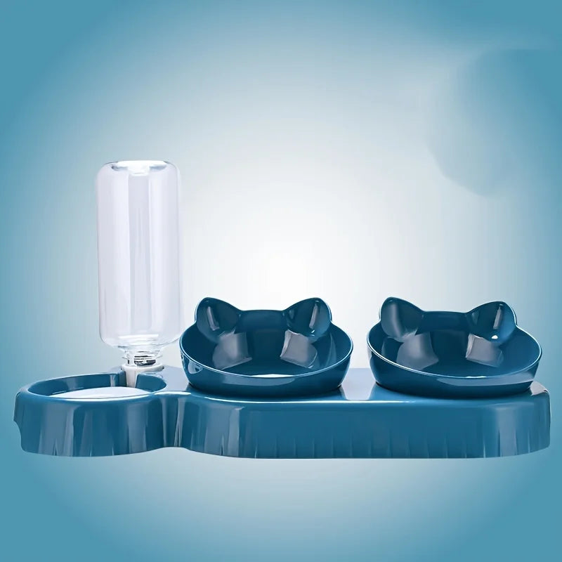 Cat Feeding Station with Bowls for Two Cats - Cute Design