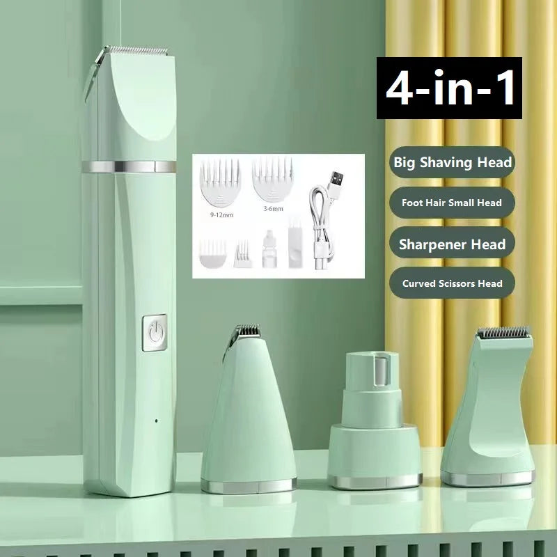 4-in-1 Rechargeable Pet Grooming Clipper Set for Dogs and Cats