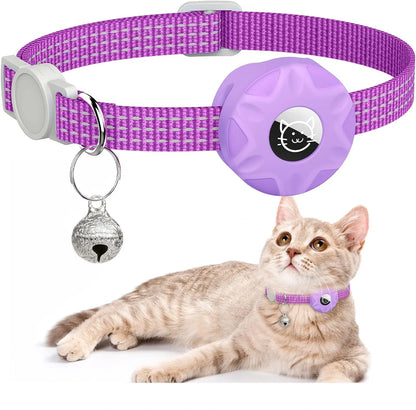 Reflective GPS Cat Collar with AirTag Holder and Bell