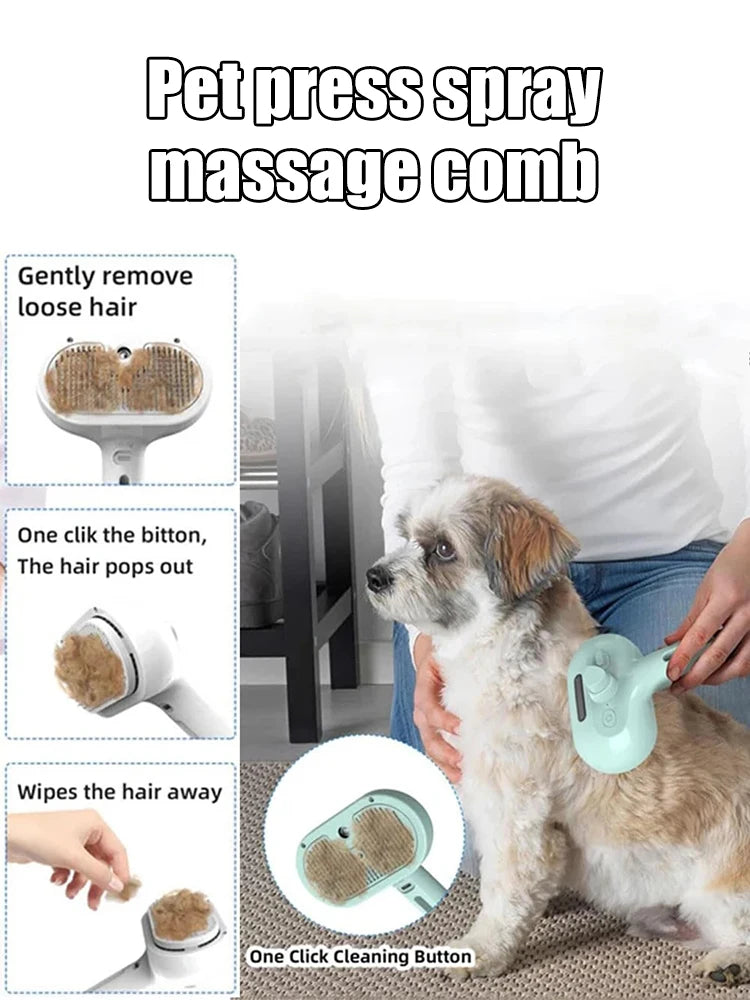 Steam Spray Grooming Brush for Dogs