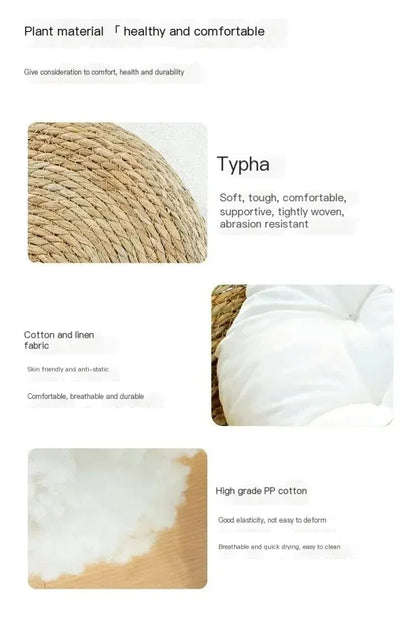 Natural Woven Cat Bed & Washable Heating Pad for All Seasons