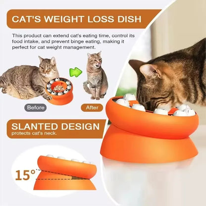 Interactive Cat Slow Feeder Puzzle Bowl for Healthy Eating