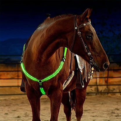 USB Rechargeable Horse Breastplate Harness with Night Visibility