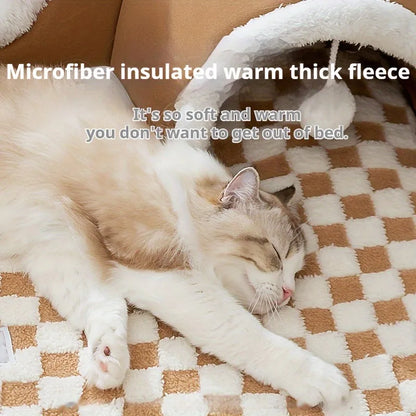Reindeer-Themed Cat Tunnel Hideaway and Plush Bed
