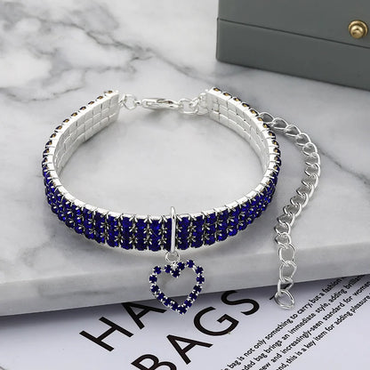 Rhinestone Pet Collar for Cats and Dogs - Adjustable Love Design