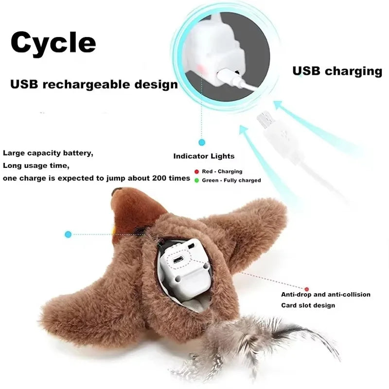 Rechargeable Touch Activated Flapping Bird Cat Toy