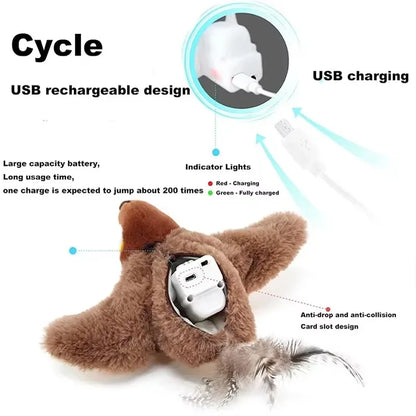 Rechargeable Touch Activated Flapping Bird Cat Toy