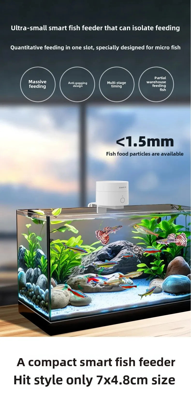 Timed Fish Feeder for Small Tanks - Clog-Free Design