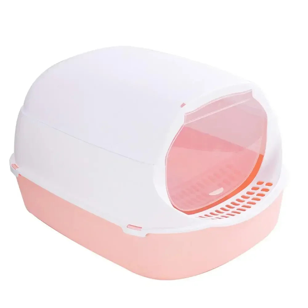 Semi-Enclosed Splashproof Cat Litter Box for Easy Cleaning