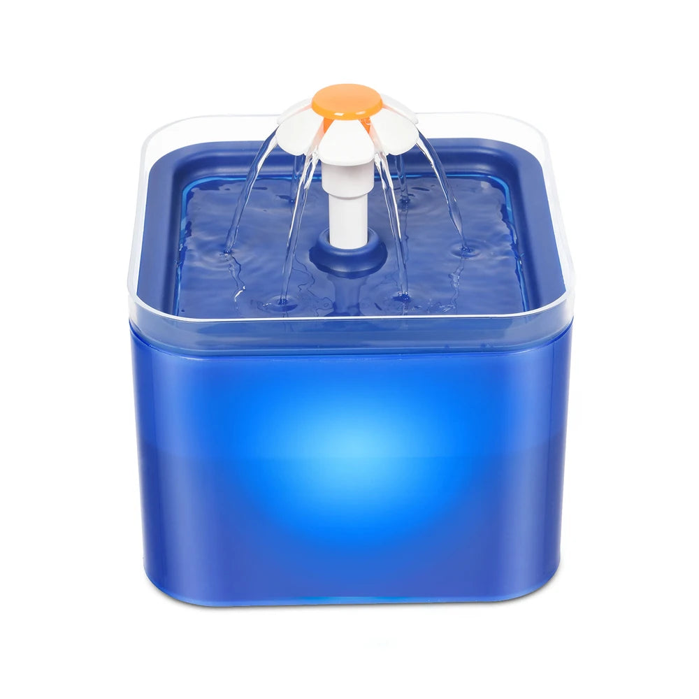 LED Water Fountain for Cats and Dogs with Recirculating Filter